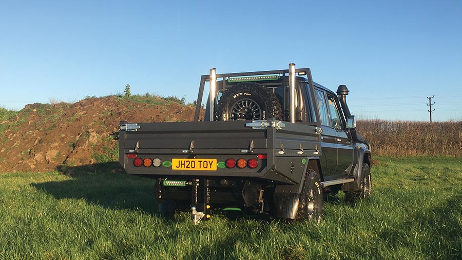 Rear view of V8 Land Cruiser pickup